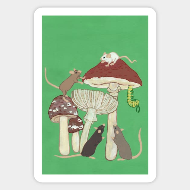Storybook Mice and Mushrooms Sticker by JuniperMew